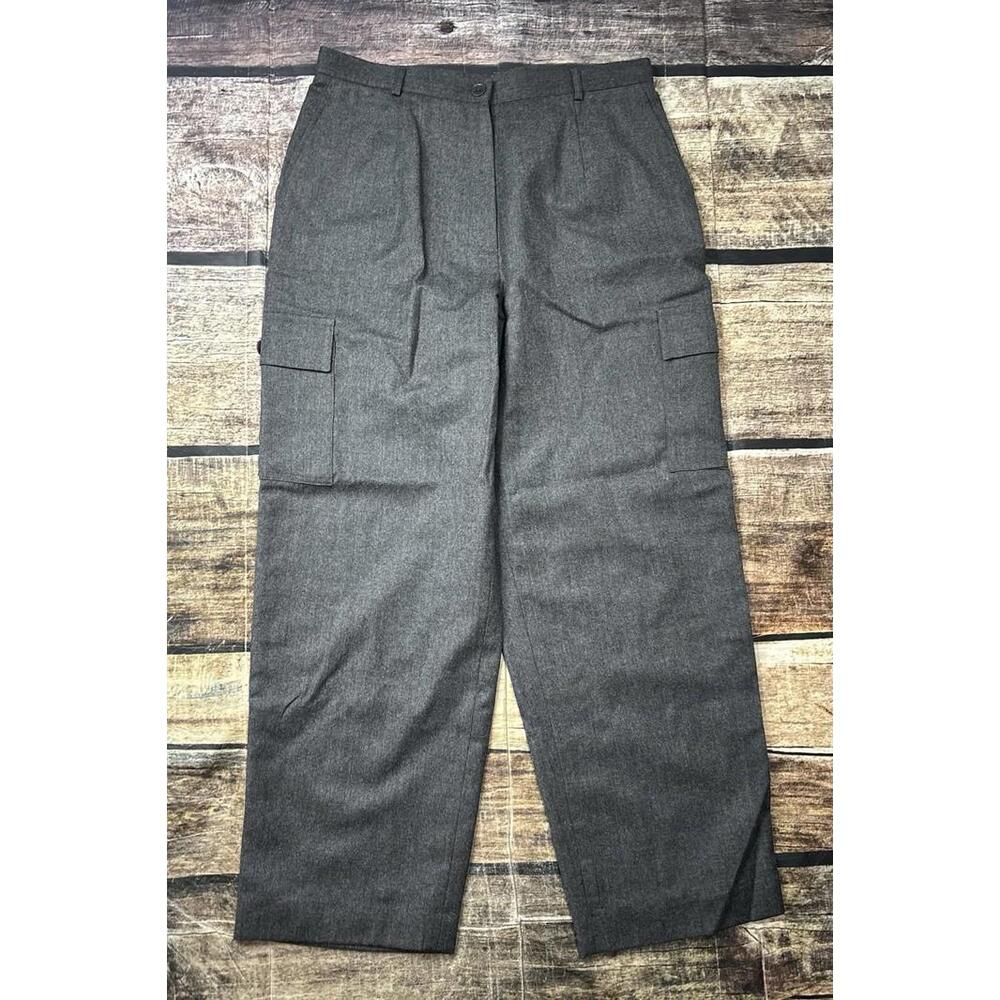Talbots Gray Wool Wide-Leg Cargo Pants